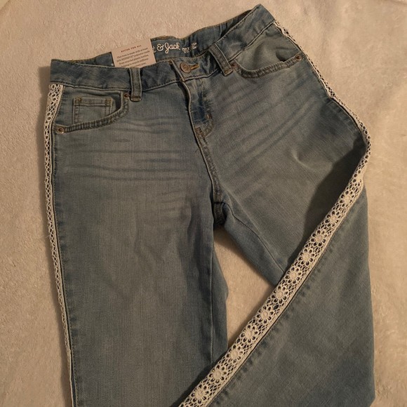Cat & Jack New Girls Crop Super Stretch Lace Denim Jeans Light Wash Size 12 - Picture 1 of 8